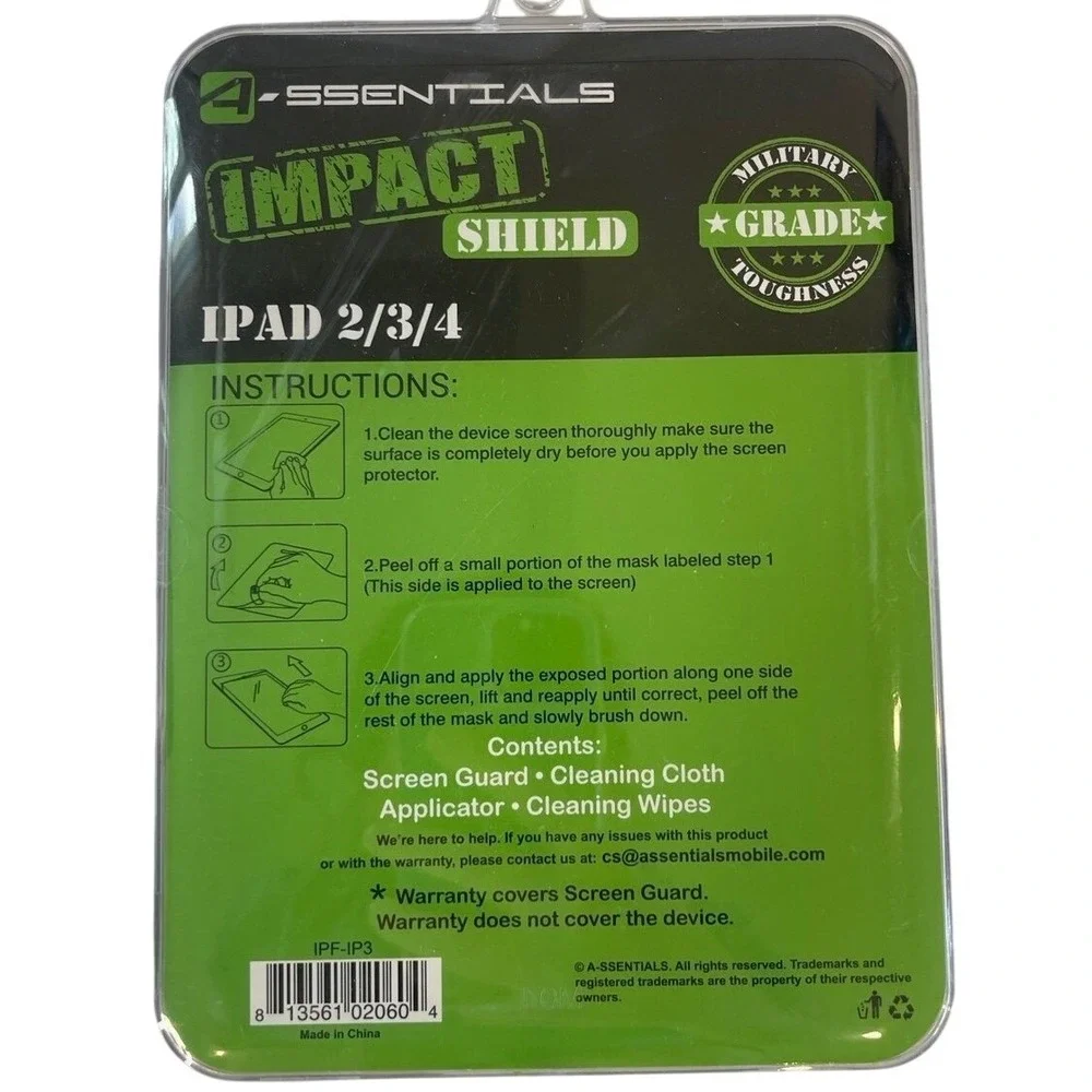 A-SSENTIALS Impact Shield‎ Screen Protector iPad 2 3 4 Military Grade Toughness